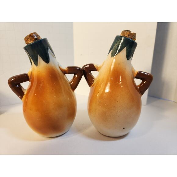 Vtg Japan Onion Anthropomorphic 4 pc Cruet Set Oil/ Vinger, Salt & Pepper Shaker - Picture 5 of 13